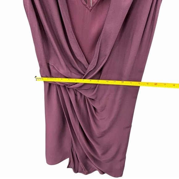 Helmut Lang Molten Drape Twist Front Dress Plum Burgundy Asymmetrical Cocktail 2 - Picture 10 of 16